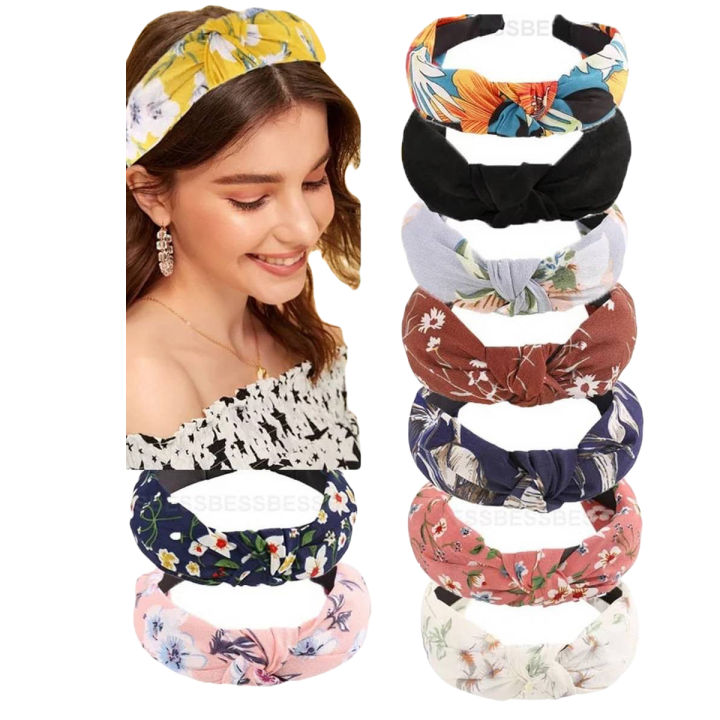 Soft Knot Headbands for Women – Boho Elastic Non-Slip Hair Wraps, Criss-Cross Design