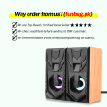 FunBug Super-Quality Wooden Speaker for PC & Laptop - USB 3.5mm Wired MultiMedia RGB Dual Gaming Speakers SoundBox for Computer, Games, Desktop, Home, Office, LCD, Mobile, LED TV with Bass Woofer & Stereo Acoustic Big Sound Base. 