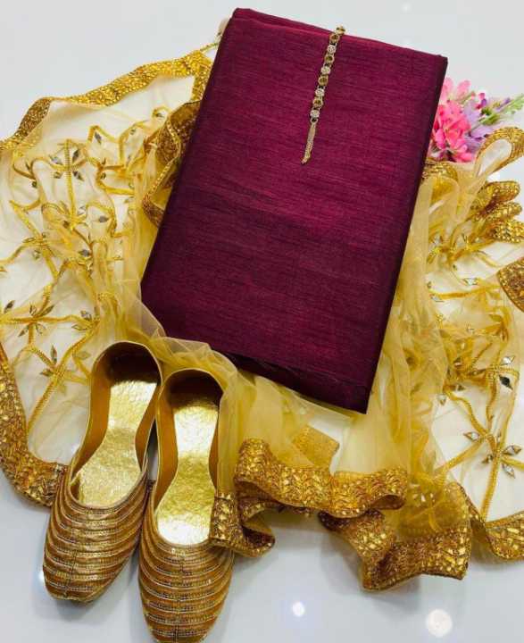 Duppatta%20Net%20mirror%20Work%204%20Side%20gotta%20Less%20BorderShirt%20Kattan%20Silk%20Plan%20Trouser%20Khatan%20Silk%20Plain%20with%20Neckline%20gift%20with%20Khusa%20gift%20-%20Image%205