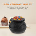 24 Pack Plastic Black Witch Candy Bowls Cauldrons,Pot with Handle ,for Halloween, Easter, St Patrick's Day Party Favors. 