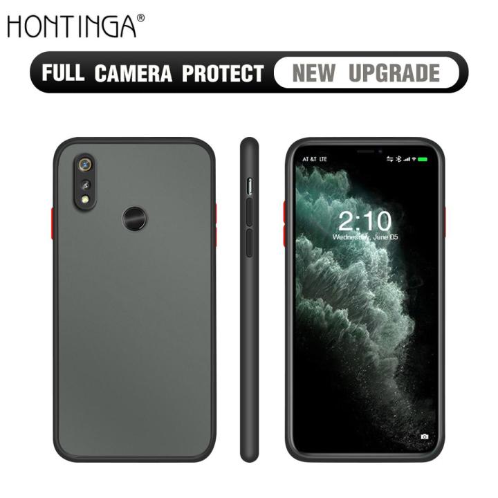 Hontinga for Realme 3 Pro Cover Simple Solid Color Case Edge Frosted Transparent Phone Cover