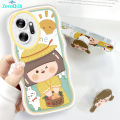 ZeroQiQi for Infinix Zero 20 Back Cover With Free Holder Cute Girl Wavy Phone Case Camera Protection Transparent TPU Soft Cover for Girls. 