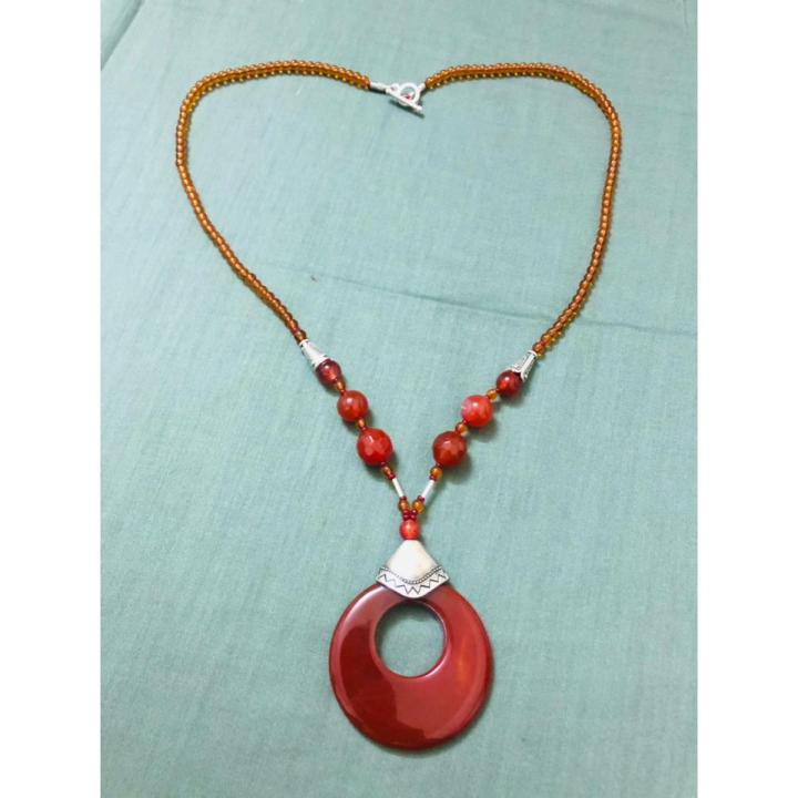 red agate necklace with donut