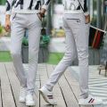 Black khaki pants casual chinos slim elastic stretch skinny men trousers Spring. 