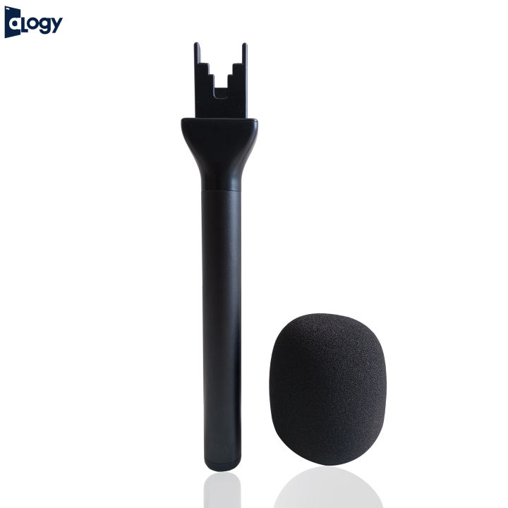 Alogy Microphone Handle, Wireless Interview Microphone Adapter Handle Holder for Mic Stand with Foam for TV Reporter, Podcasting