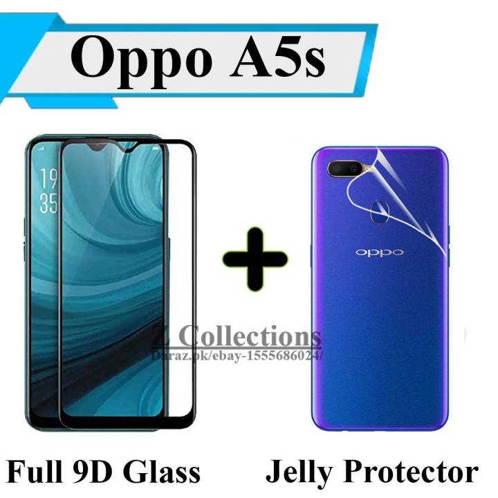 Oppo A5s / Oppo A7 / Oppo F9 / Oppo A12 Full Black 9D|5D|6D|10D|11D|21D Tempered Glass Screen Protector Full Glue Edge To Edge + Back Jelly Protector Clear Soft Film Protector Hydrogel Film Protector For Oppo A5s / Oppo A7 / Oppo F9 / Oppo A12