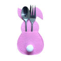 4pcs/Set Easter Bunny Cutlery Holder Handmade Festive Easter-Themed Bunny Cutlery Holder Home Decor Felt Easter Cutlery Holder for Easter Parties Home Decoration Kitchen Accessories Dining Table. 