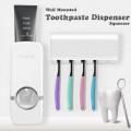 Toothpaste Dispenser with Wall Mounted Toothbrush Holder. 
