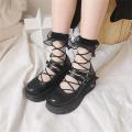 Women Sheer Mesh Socks, Sweet Lolita Style Cross Pattern Slouch Socks Transparent Tulle Socks. 