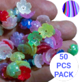 ACRYLIC FLOWER SHAPE BEADS | CRYSTAL RAMBO MULTICOLOUR SHADE | FLOWER SHAPE ACRYLIC SPACER BEADS FOR CRAFT AND JEWELRY MAKING, BULK BEADS WITH HOLE IN THE MIDDLE FOR EASY STRINGING.. 