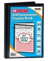 Plastic Sheet file - 40 Pocket A4 Display Book 40 Pocket Clear Pockets can display 80 pages Black. 