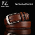 LouisWill Men’s Belt Genuine Leather Belt For Jeans Men Fashion Design Belt Pin Buckle With Leather Strap 120cm Adjustable Length Belt Business Dress Male Belt. 