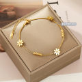 New Warm Sweet Little Daisy Bean Transfer Beads Titanium Steel Bracelet Girls Wild diy Spacer Beads Flower Girlfriends Exquisite. 