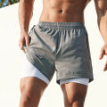 Men's 2 in 1 Running Shorts with Pockets Compression Liner Gym Training Fitness Workout Short Pants. 