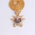 Fashion Hip Hop Gengar Pendant Necklace Men With Tennis Chain Hip Hop/Punk Gold Silver Color Charms Chain Jewelry for Men Gift. 