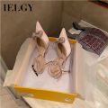 IELGY Rhinestone Bowknot Stiletto Pointed High Heels For Women. 
