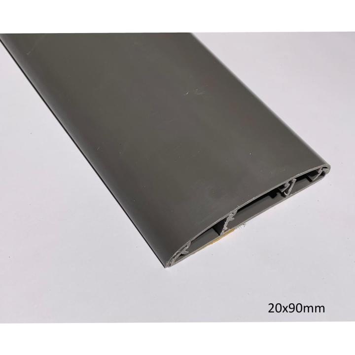CableR 20x90mm Wide Grey Floor Cable Duct with Guard Self-Adhesive Cable raceway 2 ft gray