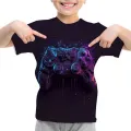 New 2024 Summer Kids Clothes 3D Gamepad Joystick Print Children's Harajuku Clothes Boys Short Sleeve Tops T-Shirt Girls Clothes. 