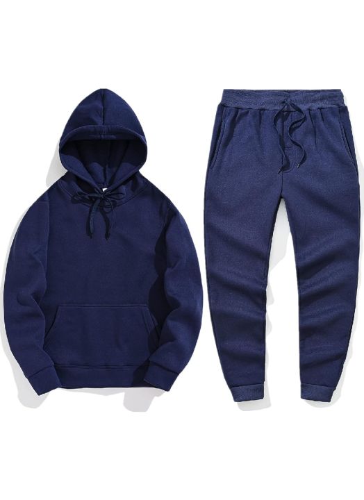 New Arrival Winter Plain Tracksuit For Men and Women with Warm Fleece Hoodie and Trouser 2 piece