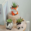 Nordic New Style Ceramic Animal Flower Pot Cartoon Zebra Sheep Cow Head Mini Pot Succulents Plants Bonsai Pots Home Decoration Eatop. 