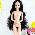 【HOT】 Long Colored Hair 1/6 Bjd 30Cm Nude Nake Doll Body Multi-Joint Mobility 3D Artificial Eye Princess Toys For Girls Babies Dressup. 