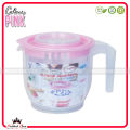 Mixer Bowl With Lid & Measuring Jug 2200ML - Plastic Bowl for Multipurpose Racket - Clear Rose Material - Made of high quality PP safe and stable-Usable in the dishwasher. 