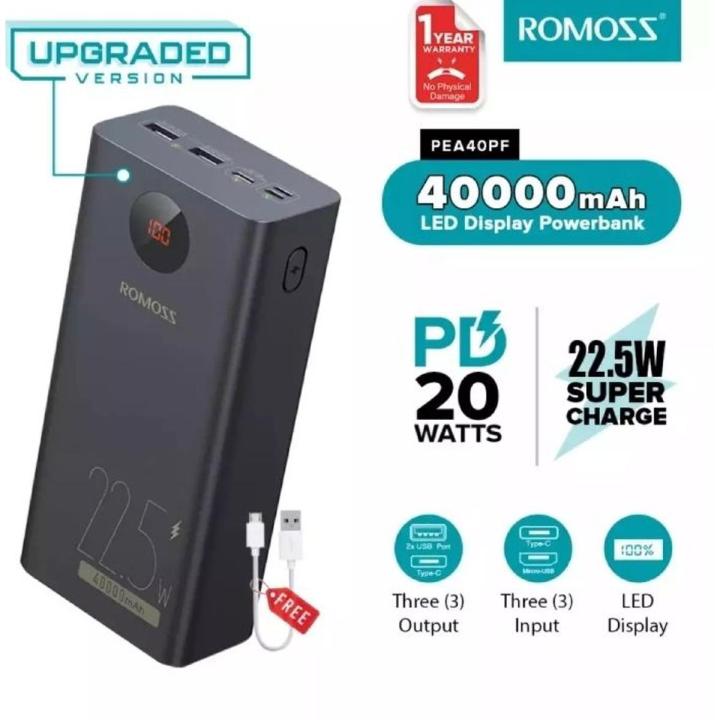 Romoss PEA40 40000mAh romoss Power Bank 18W PD QC 3.0 Two - way Fast Charging ...