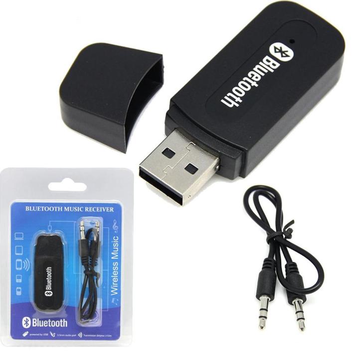Speaker Bluetooth Wireless Receiver USB Bluetooth Wireless 3.5mm Stereo Audio Music Receiver Adapter - Black