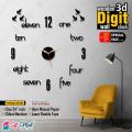Made by Gift Mall - Creative 3d One Two 3 Self Adhesive Wooden Wall Clock for Home and Offices. 