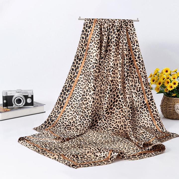 Tudung Satin Leopard Printed Shawl Size 90*90 CM