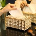 1pc, Tissue Box, Golden Crystal Tissue Box, Home Daily Use Desktop Tissue Storage Box, Suitable and Tissue box holder For Bedroom, Living Room, Room fancy, Table, Drawing Room, Car, Home Decoration, Kitchen Gadgets, European Style Crystal Tissue Box. 