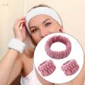 Face Wash Headband and Wristband Set Facial Liquids from Spilling Down Dark Pink. 