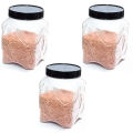 BLACK CAP LEAF DESIGN - 90 Mm Wide Mouth Storage Jar 1 kg - FOOD GRADE Pet Plastic - PACK OF 12 PCS. 