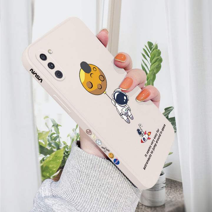 AMORVOR for Samsung Galaxy A11 M11 Back Cover Cartoon Astronautn Side design Soft Case Liquid Silicone Phone Cases