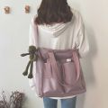 ◙✒ In Stock! Waterproof bag large-capacity canvas bag female Korean student one-shoulder big bag school bag college style. 