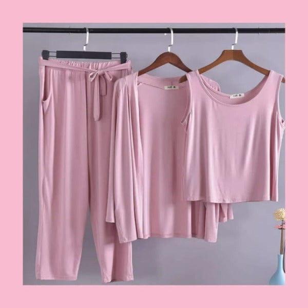 Woman Simple 3pec Loungewear sleeping night Suit for Girls