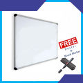 White board - Premium Quality with Free White Board Markers and Duster/ Whiteboard for Office, Home and School, Lightweight Aluminum Frame. 