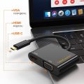 USB C to HDMI VGA Adapter, Type C to VGA to USB C Thunderbolt 3 for Dual Monitor Adapter. 