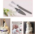 2 Pcs Stainless Steel Cake Knife And Server Set. 