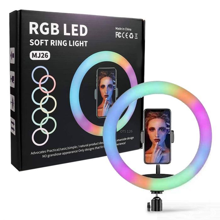 MJ26%20RGB%20LED%20Ring%20Light%20(%2026cm%20)10-inch%20RGB%20LED%20Ring%20Light%20with%20Phone%20Clip%20-%20Beauty%20Phone%20Video%20%20Fill%20Light%20-%20Image%204
