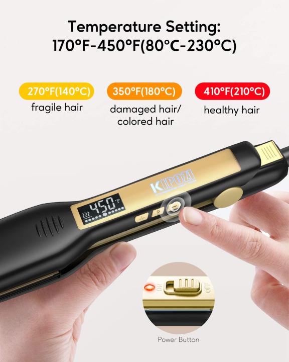 KIPOZI%20Professional%20Titanium%20Flat%20Iron%20Anti-Static%20Hair%20Straightener%20with%20Digital%20LCD%20Display,%20Dual%20Voltage,%20Instant%20Heating,%201.75%20Inch%20Wide%20%20Plates%20%20Black.%20UK%20Plug%20-%20Image%206