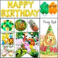 Jungle theme birthday party set for Jungle Birthday or animals birthday / 1st foil balloon / dinosaur birthday / animals foil balloon / jungle book theme / lion king theme. 