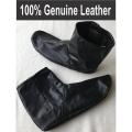 Black Leather Socks Mozay for Hajj Umrah With Velcro and Zipper For Winter - Unisex. 