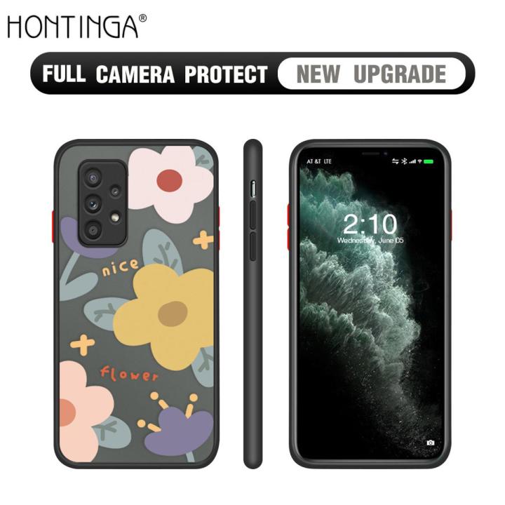 Hontinga for Samsung Galaxy A52S 5G Cover Painting Flowers Case Edge Frosted Transparent Phone Cover