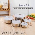Set of 5 Stainless Steel Food Storage Containers With Lid-sSet of 5 Stainless Steel Food Storage Containers With Lids. 