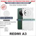 REDMI A3 full Back 360 Protection skin wrap with sides and camera protection premium quality full cover. 