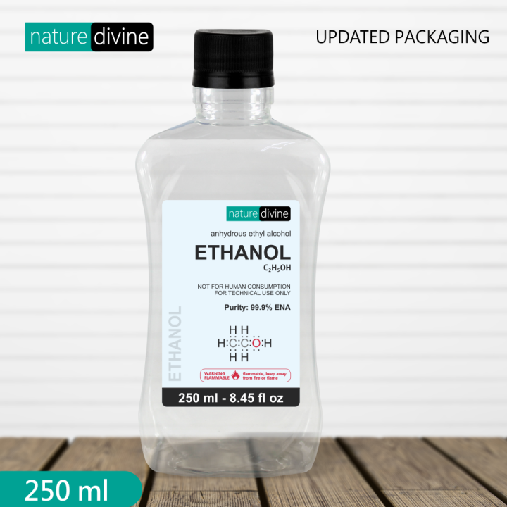 Nature Divine Ethanol 99.9% - Ethyl Alcohol for Cosmetics, Perfumes, Lab Use, Dilution, and Disinfectants 250 ml