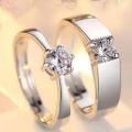 Simple Classic Couple Ring Set New Feshion Dazzling Zircon wedding Ring For Men women Stainless Steel Finger Jewelry-. 