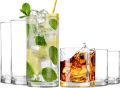 Fast Forward Unbreakable Plastic Tumblers (Set of 6) - BPA-Free Acrylic Glasses for Home & Outdoors - Stackable, Reusable, Lead-Free, and Dishwasher Safe - Clear Plastic Drinking Glasses (355ml & 474ml). 