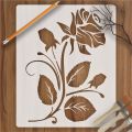 Rose Flower Stencil Airbrush Painting Art for DIY Home Decor and Scrapbooking Crafts Easy to Use Stencils for Custom Designs. 